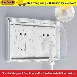 Hộp chống nước ổ cắm BAMBOOB, Vỏ bảo vệ công tắc treo tường tự dính, Nguồn cung cấp ổ cắm điện Hộp chống văng bằng nhựa loại 86 Phòng tắm