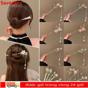 SAVORBOX 1 Kẹp Tóc Trung Quốc Cổ Đại, Kẹp Tóc Phong Cách Trung Hoa Tóc, Với Tua Rua Trang Trí Truyền Thống Kẹp Tóc