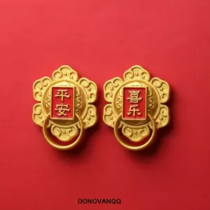 DONOVANQQ 2 Chiếc Cửa Gõ Tủ Lạnh, Phong Cách Trung Hoa 3D Lễ Hội Mùa Xuân Tủ Lạnh, Nhựa Sáng Tạo Mô Phỏng Miếng Dán Tủ Lạnh Quà Tặng