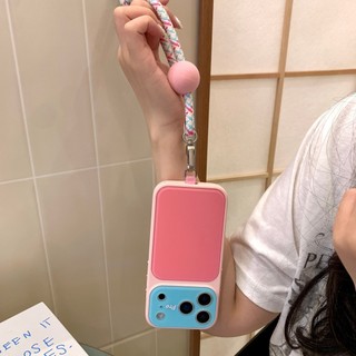 Bảo Vệ Ống Kính Màu Kẹo Acrylic Wrsit Dây Đeo Ốp Lưng Điện Thoại iPhone 17Promax 17Pro 13 14 15 16 Pro Max Chống Sốc Nữ Điện Thoại Di Động