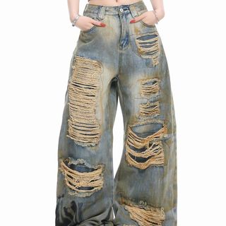 Nước Rửa Lỗ Rộng Quần Jean Eo Cao Rời Cây Lau Nhà Thẳng