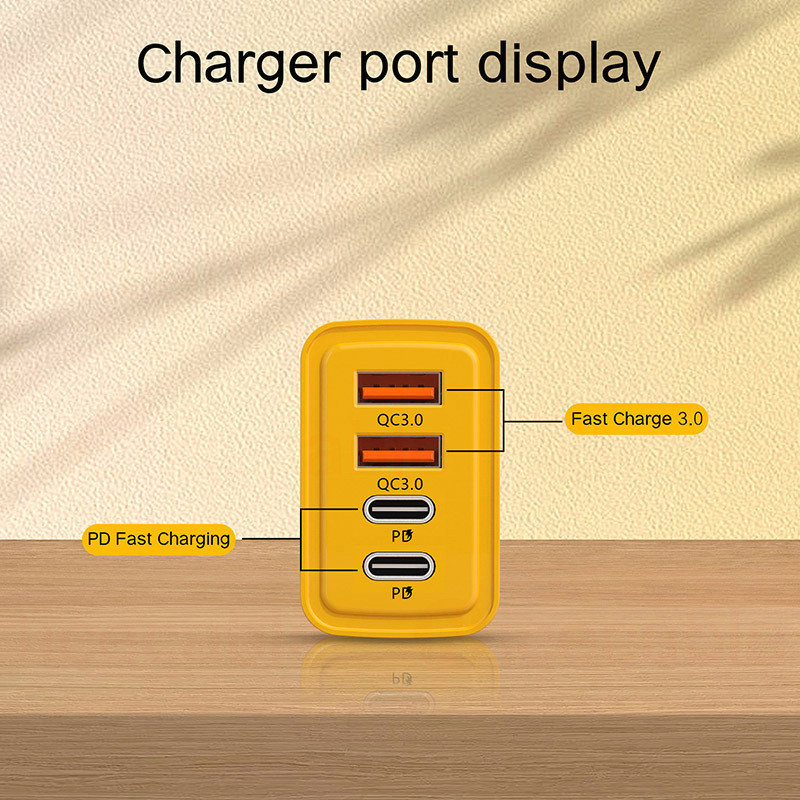 GaN 4-IN-1 2USB + Type C Cắm Sạc Điện Thoại 120W Sạc Siêu Nhanh Sạc Điện Thoại Di Động QC3.0 EU / US / UK Cắm Sạc Cho IOS Android