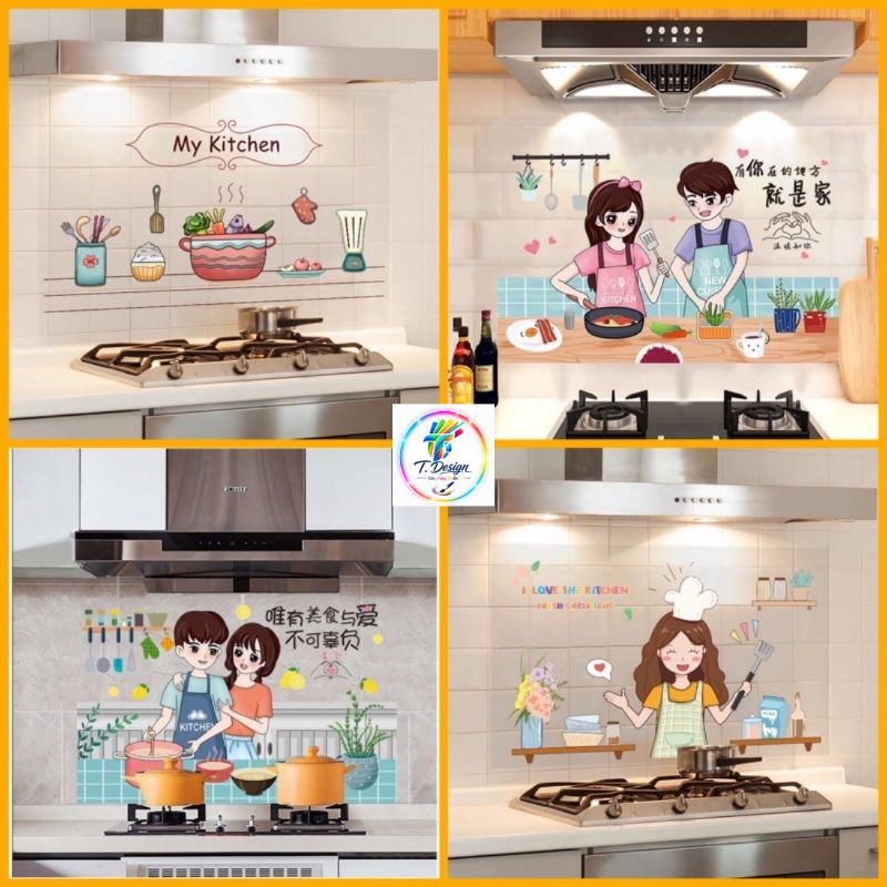 Decal dán bếp cách nhiệt, chống dầu mỡ, kích thước 60x90cm, bảo vệ tường bếp hiệu quả.