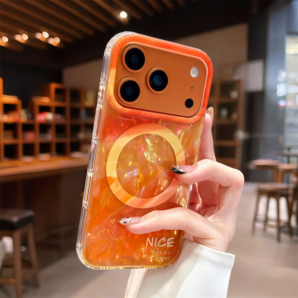 Ốp điện thoại từ tính gợn nước nhuộm cho iPhone 17 Pro Max 16 13 14 15 pro max Bảo vệ ống kính chống rơi Vỏ cứng bảo vệ điện thoại