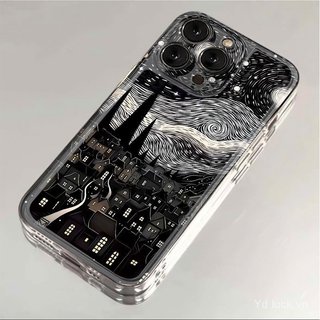 Ốp điện thoại trong suốt hợp thời trang độc đáo Làng đêm Van Gogh Art Thích hợp cho iPhone 17promax / 14promax / 16 / 13 / 15pro / 12pro / 13promax Vỏ chống sốc
