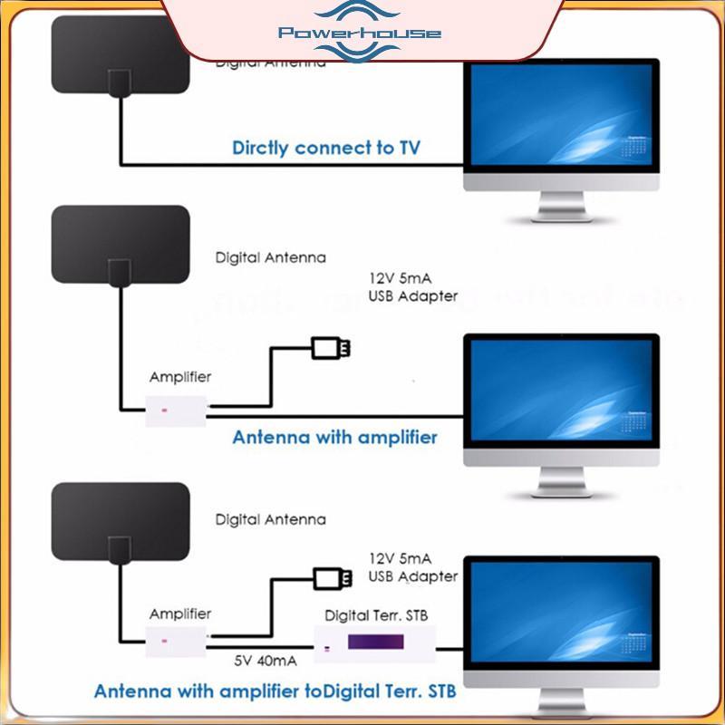 Ăng-ten TV ĐIỆN HDTV DVB-T2 Flat HD Kỹ thuật số trong nhà khuếch đại phạm vi 50 dặm TVFox.
