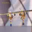 PNPIA- Nghệ Thuật Retro Xanh Sapphire Thả Tòn Ten Bông Tai Sang Trọng Kiến Trúc Bông Tai Nữ Thời Trang Ánh Sáng Sang Trọng Trang Sức Quà Tặng
