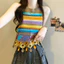 Phụ Nữ Nhiều Màu Sắc Knnited Tank Nữ Thường Ngày Không Tay Top Ngày Lễ Phong Cách Boho Mặc Áo Sơ Mi