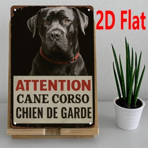 CIFbuy Bảo Vệ Chó Dấu Hiệu Kim Loại Phẳng Đen Trang Trí Tường Ngoài Trời Mảng Bám Ngày Lễ Quà Tặng