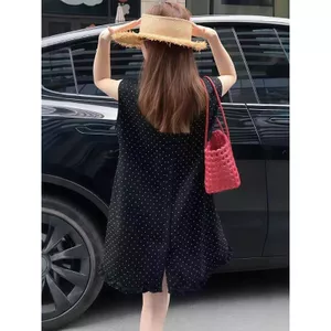 Phiên bản Hàn Quốc dáng rộng mỏng hơn trông béo MM Đầm không tay chấm bi chấm bi nữ mùa hè năm nay Phổ biến bán chạy V