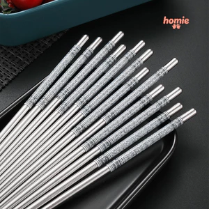 ✨Homie✨Đôi Đũa Inox Chống Trượt Phong Cách Trung Hoa 1 đôi đũa sứ trắng xanh inox