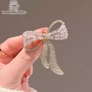 Nhíp Nơ Dây Buộc Kim Cương Giả Thổ Cẩm Nữ Đơn Giản Cá Tính Thời Trang Pin Phù Hợp Với Chống Ánh Sáng Xòe Trang Sức Quà Tặng VN