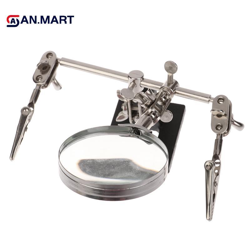 AN.MART Giúp dụng cụ cầm tay thứ ba Giá đỡ hàn với kính lúp hàn 5X 2 Kẹp cá sấu Xoay 360 độ Công cụ sửa chữa Adju VN
