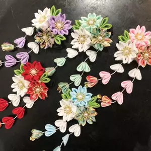 Kẹp tóc hoa PYCOU Sakura, Kẹp tóc tua rua hoa phong cách cổ xưa thủ công, Phụ kiện tóc Chất liệu vải Thiết kế hoa Tua rua ngọt ngào Mũ nón Kimono Nhật Bản dành cho nữ