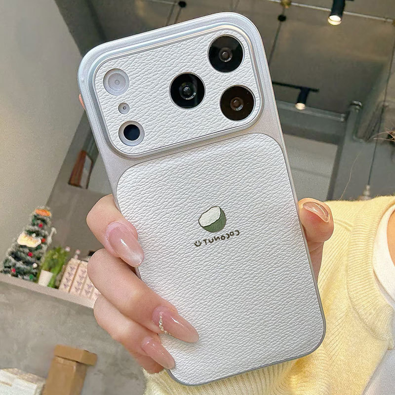 Ốp lưng iPhone họa tiết da mạ dừa phù hợp cho iPhone 17 16 15 14 13 12 11 Pro Max Plus Max