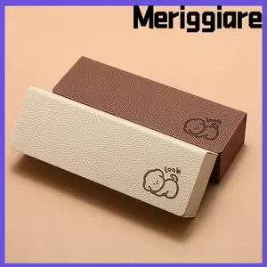 Kính mắt MERIGGIARE, Hộp đựng kính da PU vuông, Phim hoạt hình chống căng thẳng Vỏ cứng bảo vệ chó con Phụ kiện du lịch