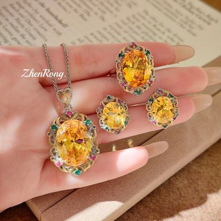 Châu Âu Mỹ ins Phong Cách Mới Kim Cương Vàng Nhiều Màu Sắc Bộ Nhẫn Kho Báu Nữ