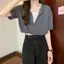 Váy sơ mi giả hai mảnh nữ mùa hè Bộ đồ cao cấp nhỏ Váy dài một nửa Bộ đồ dáng ôm hơn
