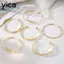 YICA 6 Cái / bộ Bộ Lắc Tay Kim Loại, Thiết Kế Mở Hình Học Vòng Tay Hình Trái Tim, Bohemian Retro Hoa Nút Phong Cách Punk Vòng Tay Nữ Trang Sức