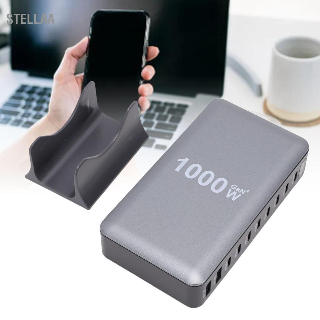 Stellaa Stellaa YUEHISY 1000W GaN III Pro Đế sạc 10 cổng USB C Hub với 140W PD PPS Nhanh cho máy tính xách tay Máy tính bảng Điện thoại thông minh (Phích cắm US