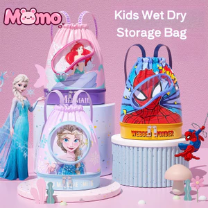 Túi bơi trẻ em hoạt hình Elsa, Túi lưu trữ chống nước tách ướt & khô, Ba lô đi biển di động cho bé trai và bé gái