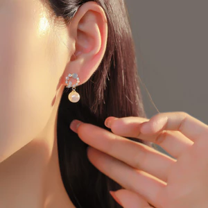 Hợp Thời Trang Tính Khí Vòng Hoa Bạc Kim Bông Tai Nữ Nàng Tiên Cá Bông Tai Đơn Giản Phù Hợp Với Bông Tai U10L