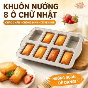 Khuôn Nướng 8 Ô Thép Carbon Cao Cấp Lớp Chống Dính Tốt Dẫn Nhiệt Đều Chống Biến Dạng Cho Bánh Mì Mini Bánh Bông Lan
