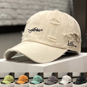 Mũ Phiên Bản Hàn Quốc ins Retro Ripped Soft Top Cap Nữ Xuân Hè Thời Trang Độc Đáo Đường Phố Đơn Giản Mũ Bóng Chày Hợp Thời Trang