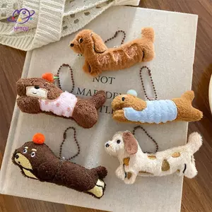 HFTOY Kawaii Chó Dachshund Sang Trọng Móc Khóa Hoạt Hình Con Chó Con Nhồi Bông Móc Khóa Dễ Thương Móc Khóa Mặt Dây Chuyền Túi Treo Trang Trí Quà Tặng Cặp Đôi ~