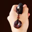 Móc khóa khóa khóa an toàn bằng gỗ đàn hương màu đỏ - Hạt họa tiết đám mây được chạm khắc bằng tay - Dây bện bền