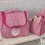 Túi trang điểm FAVORITEGOODS, Hộp đựng mỹ phẩm kẻ sọc màu hồng mang theo, có ngăn mở rộng Túi đựng đồ vệ sinh treo du lịch dung tích lớn
