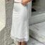 MAPLEPOET-Nữ Satin Midi Váy Ren Thanh Lịch Viền Rời Phù Hợp Với Đầu Gối Váy Cho Bữa Tiệc