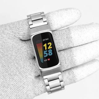Dây đeo thép không gỉ thay thế cho Fitbit Charge 5/6, vòng tay kim loại điều chỉnh