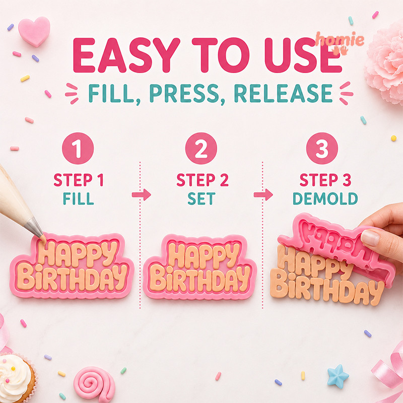 ✨Homie✨Khuôn silicon làm bánh fondant hình chữ cái chúc mừng sinh nhật, tự làm khuôn trang trí bánh kem hình chữ cái