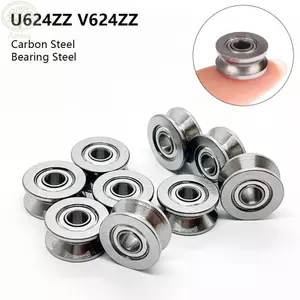 AMBU 1 / 5 Vòng bi, Vòng bi ròng rọc rãnh U624ZZ V624ZZ U Groove V, Vòng bi kín Vòng bi thép Carbon Hướng dẫn theo dõi Vòng bi lăn cho hệ thống chuyển động tuyến tính theo dõi đường ray