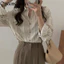 Áo sơ mi voan sọc dài tay thời trang dành cho nữ Áo sơ mi nữ dáng rộng cổ làm việc hàng đầu