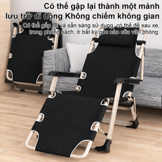 Ghế Thư Giãn Ghế Lười Ghế Bố Xếp Gấp Gọn 180° Kèm Nệm Cao Cấp Và Gối, Ghế Ngủ Trưa Văn Phòng Chịu Lực 200KG