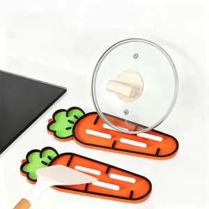 Đáng Yêu Hình Cà Rốt Silicon Chịu Nhiệt Miếng Lót Đa Năng Nắp Nồi Đứng Thìa Giá Đỡ Nhanh Thoát Nước Nhà Bếp Coaster