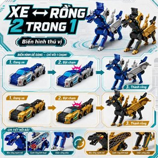 Biến Đổi Đồ Chơi Ô Tô Từ Tai Nạn Rồng 2in1 ABS Xe Mini Robot Quà Tặng Bé Trai Sưu Tập