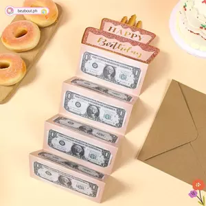 BEABOUT Phong bì tiền mặt sinh nhật, Thiệp chúc mừng đóng dấu vàng, Hộp đựng tiền sinh nhật gấp sáng tạo cho trẻ em Thanh thiếu niên