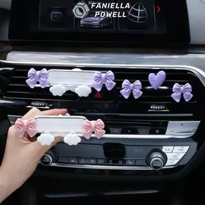 Giá đỡ kẹp cửa thoát khí ô tô FANIELLAPOWELL, Giá đỡ điện thoại di động ô tô chống sốc chống trượt, Giá đỡ hỗ trợ cố định nơ dễ thương bền bỉ