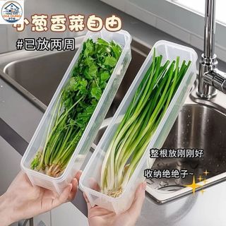 Hộp nhựa H25 (KT: 25x7.5x5cm) đựng hành lá, rau mùi, hành tây, mì ý.... Loại dài có nắp đậy tiện lợi - Trữ đồ tủ lạnh
