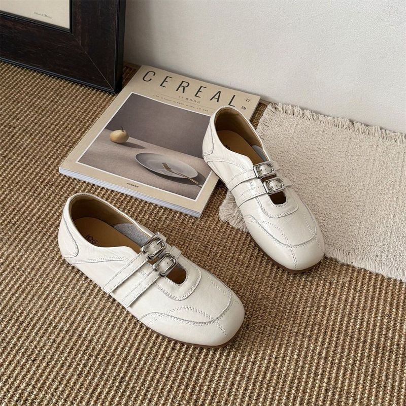 Phong cách Pháp Retro Mary Jane Giày Nữ/2026 Đế êm Thoáng khí Loafers Giày Không mỏi chân Đi làm
