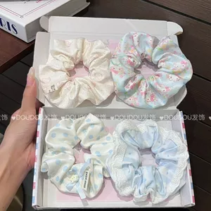 Dễ Thương Tươi Nơ Scrunchy Ren Đuôi Ngựa Tóc Dây Tóc Đầu Dây Cô Gái Ngọt Ngào Phụ Kiện Tóc