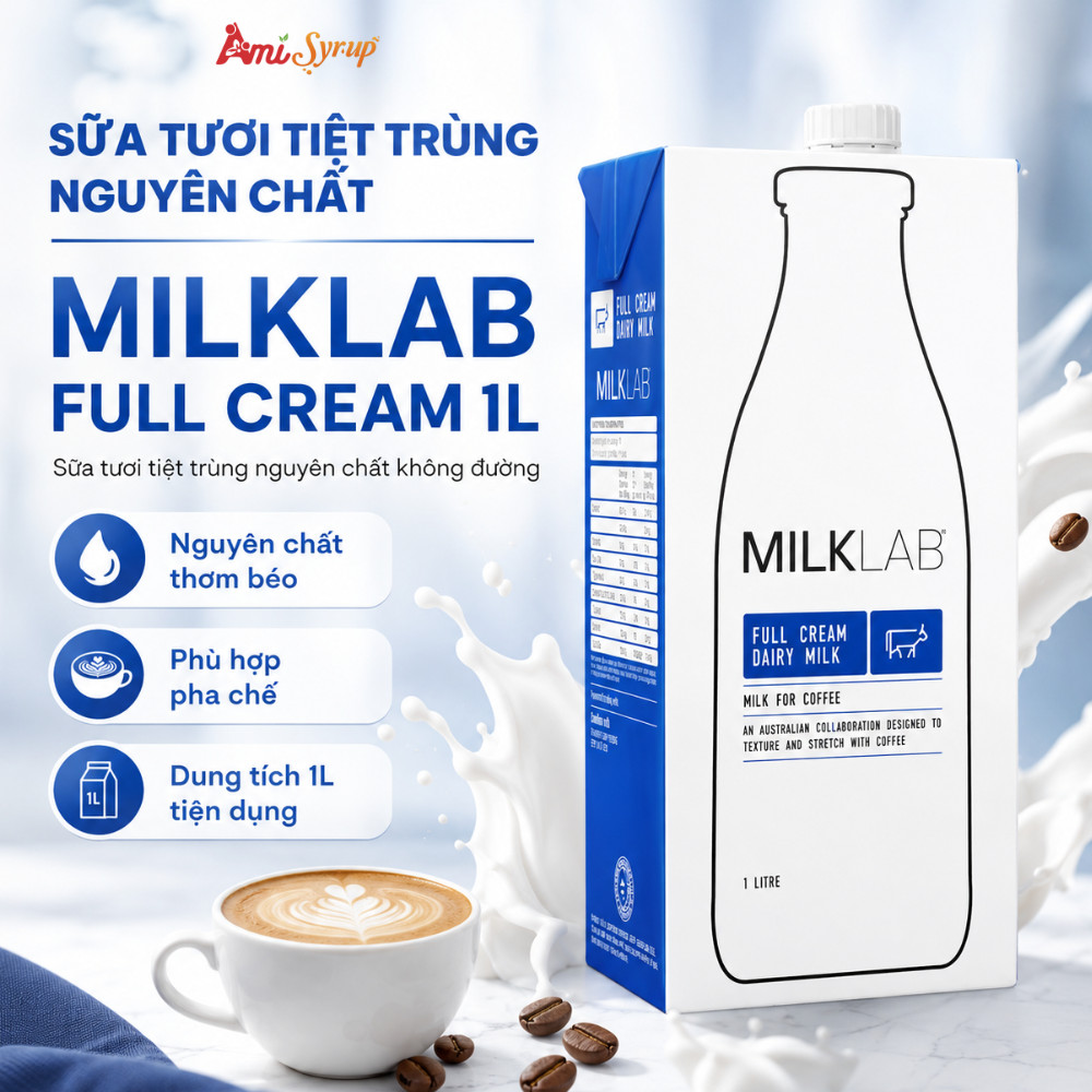 Sữa Tươi Tiệt Trùng Nguyên Chất Không Đường Milklab Full Cream Hộp 1L Thơm Ngon Bổ Dưỡng