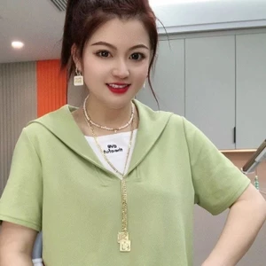 Áo thun hải quân ngắn tay mới mùa hè thời trang giảm béo dáng rộng thường ngày dành cho nữ