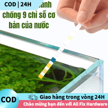 [COD] Bộ test nước chuyên nghiệp 9 trong 1, 50 que, theo dõi PH, KH, GH, NO3, NO2, Clo, H2S.