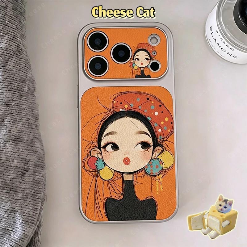 chuyển sang 17 Pro Max Ốp điện thoại thời trang nữ màu cam cho iPhone 15 16 14 11 12 13 Pro Max Xs XR
