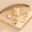 THEGIRL8B 5 Cái / bộ Bộ Nhẫn Mũi Sao Biển, Thiết Kế Vỏ Kim Cương Giả Kẻ Sọc Trang Sức Chân Hoa Nhỏ, Đá Quý Màu Rỗng Mở Nhẫn Ngón Chân Có Thể Xếp Chồng