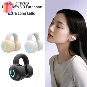 Tai nghe GAVESTO General Bluetooth 5.3, Tai nghe kẹp tai dẫn truyền xương một tai, HiFi Stereo Tuổi thọ pin dài Cuộc gọi cực dài Tai nghe giảm tiếng ồn cho